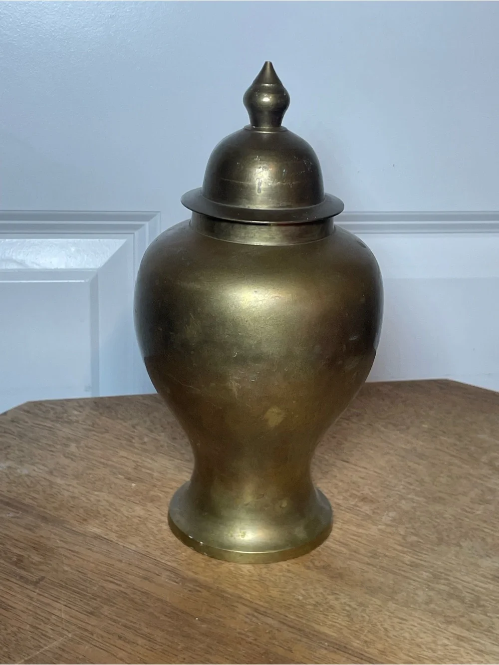 Vintage 10” Brass Ginger Jar with Lid | Hollywood Regency Decorative Urn